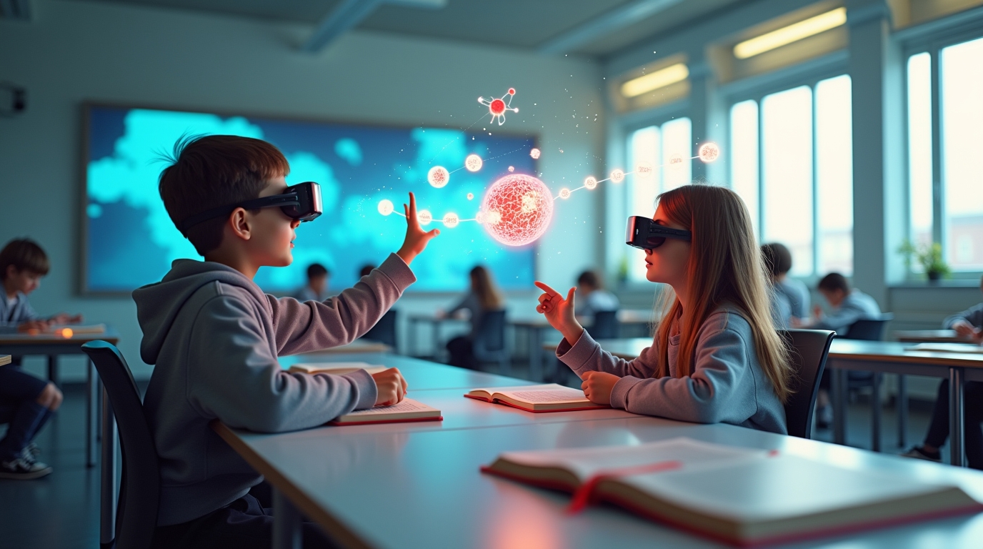 Students engaging with interactive educational content
